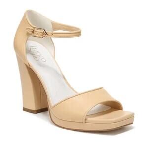 Franco Sarto NEW Dima Leather Heels Open Toe and Ankle Strap Beige Size 9.5